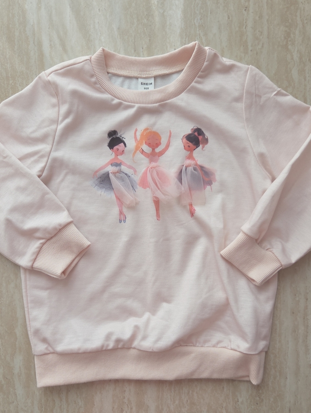 SHEIN Light Pink Ballerina Graphic Sweatshirt